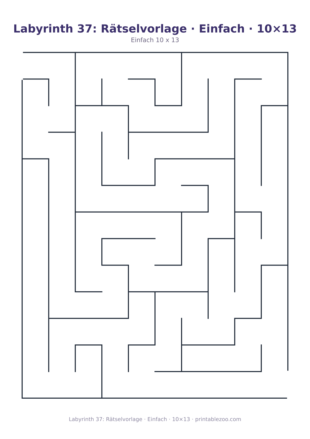 Labyrinth 37: Rätselvorlage · Einfach · 10×13 als druckfertige Vorschau, Katalognummer 110237
