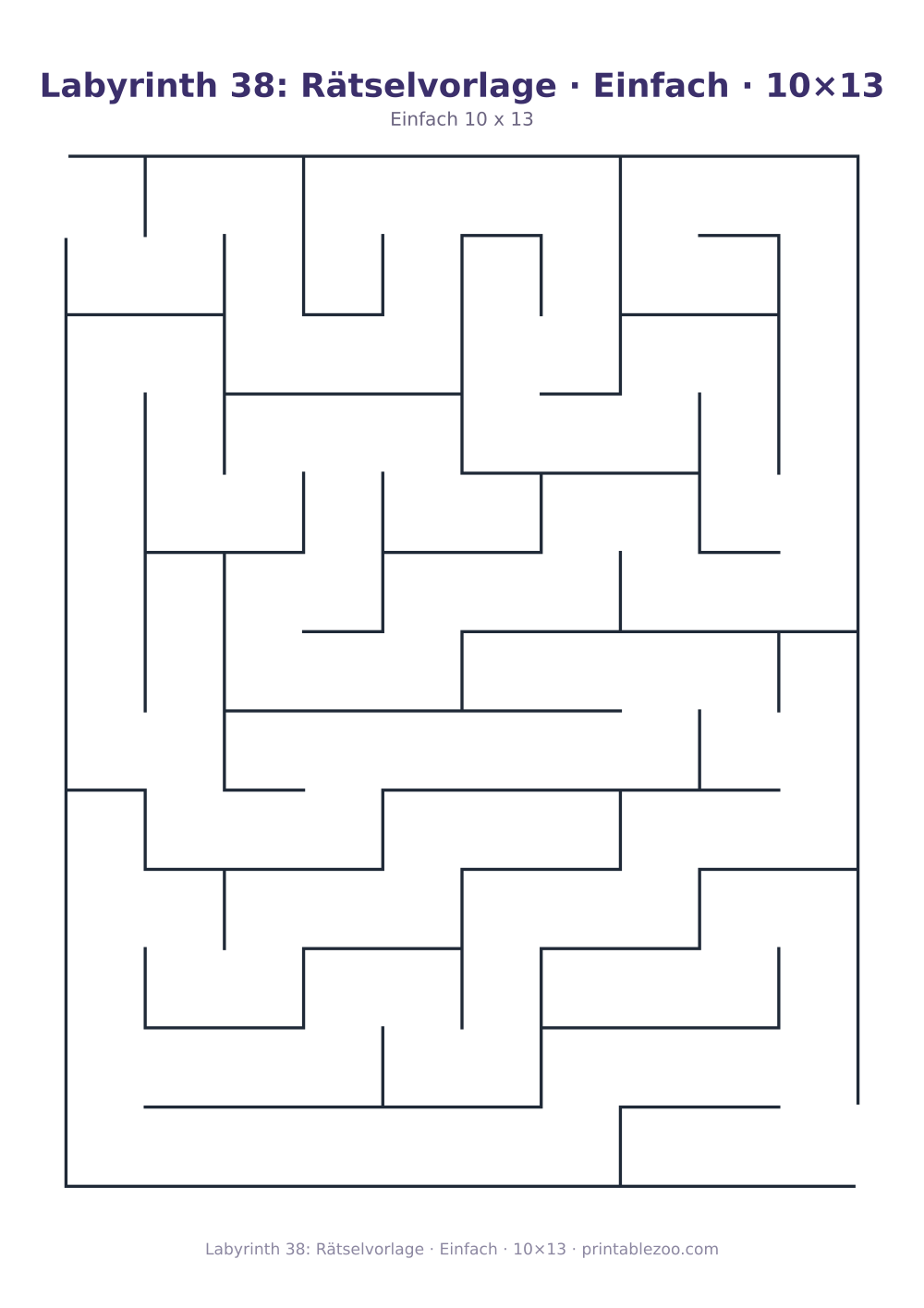 Labyrinth 38: Rätselvorlage · Einfach · 10×13 als druckfertige Vorschau, Katalognummer 110238