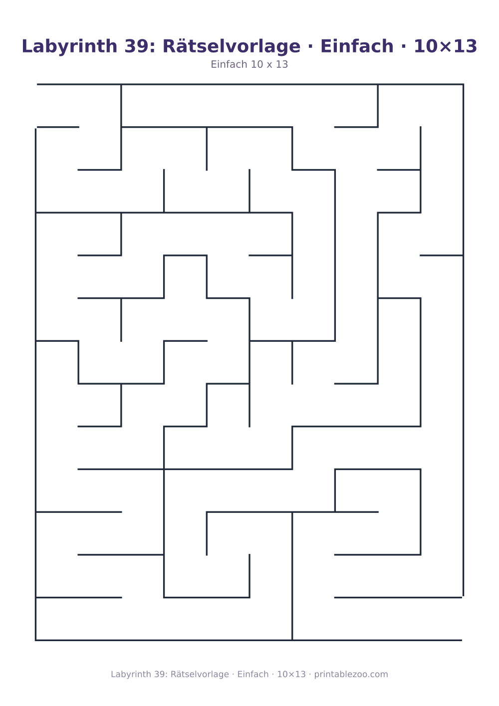 Labyrinth 39: Rätselvorlage · Einfach · 10×13 als druckfertige Vorschau, Katalognummer 110239