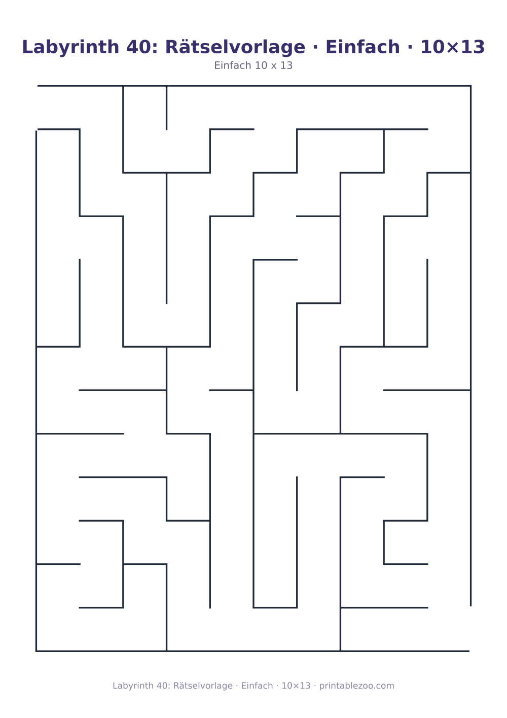 Labyrinth 40: Rätselvorlage · Einfach · 10×13 als druckfertige Vorschau, Katalognummer 110240