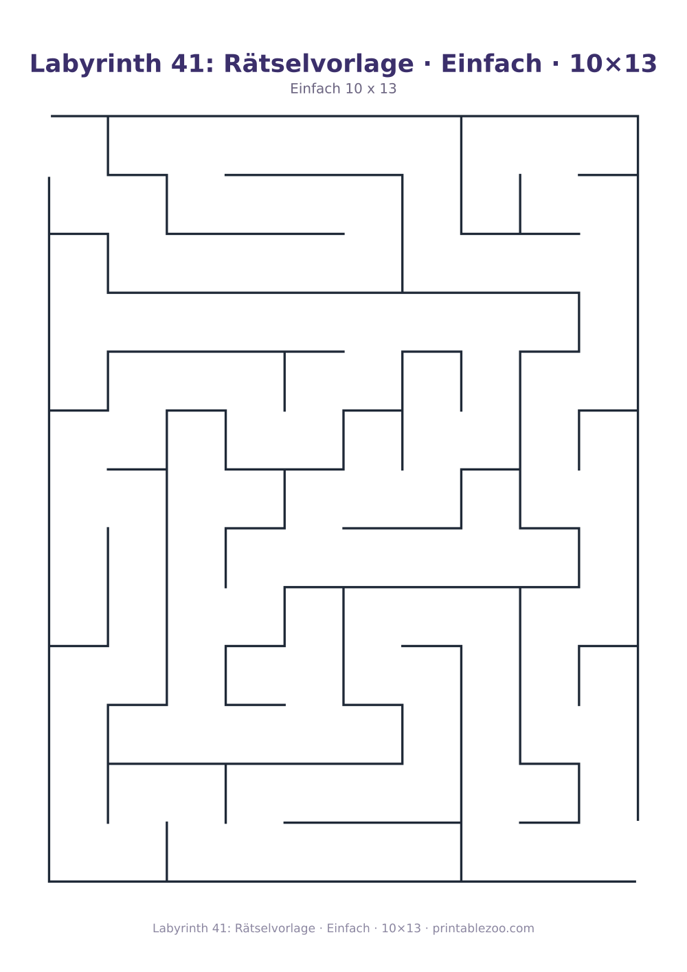 Labyrinth 41: Rätselvorlage · Einfach · 10×13 als druckfertige Vorschau, Katalognummer 110241