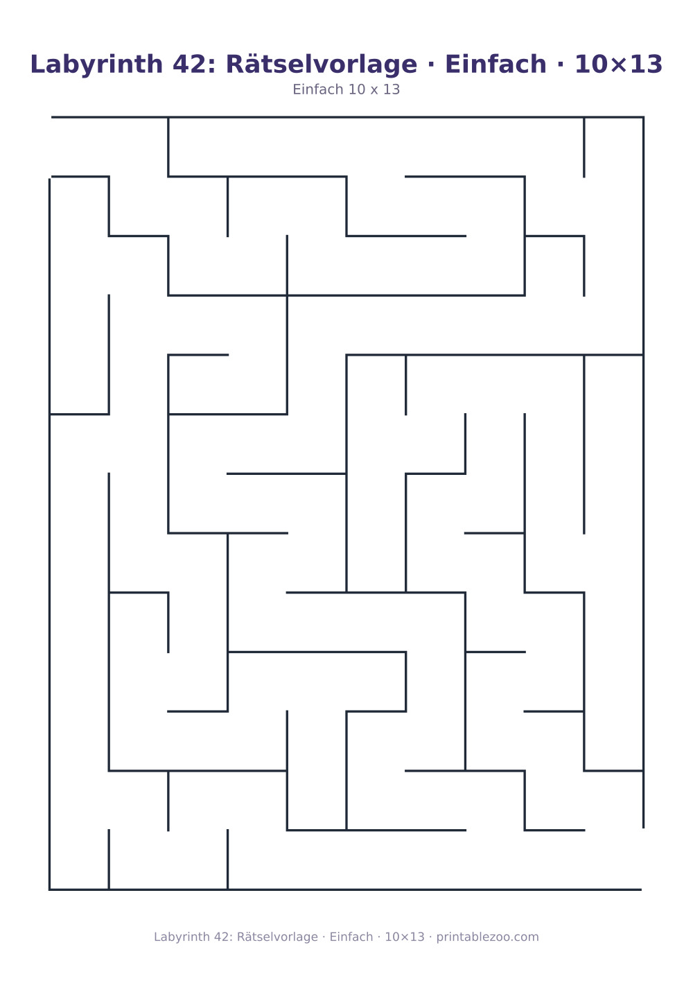Labyrinth 42: Rätselvorlage · Einfach · 10×13 als druckfertige Vorschau, Katalognummer 110242