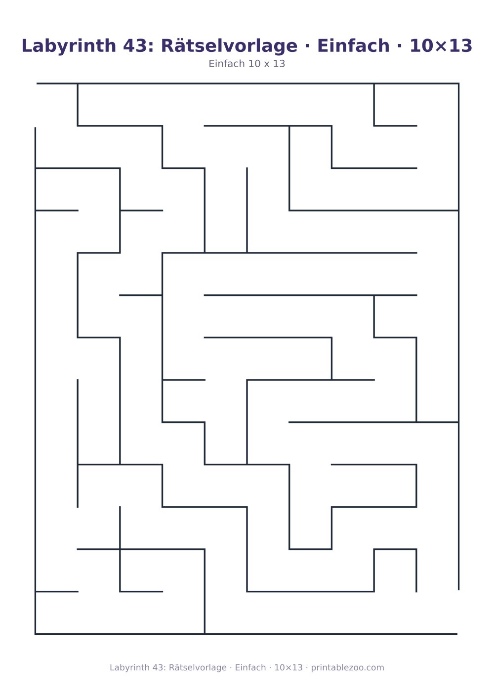 Labyrinth 43: Rätselvorlage · Einfach · 10×13 als druckfertige Vorschau, Katalognummer 110243