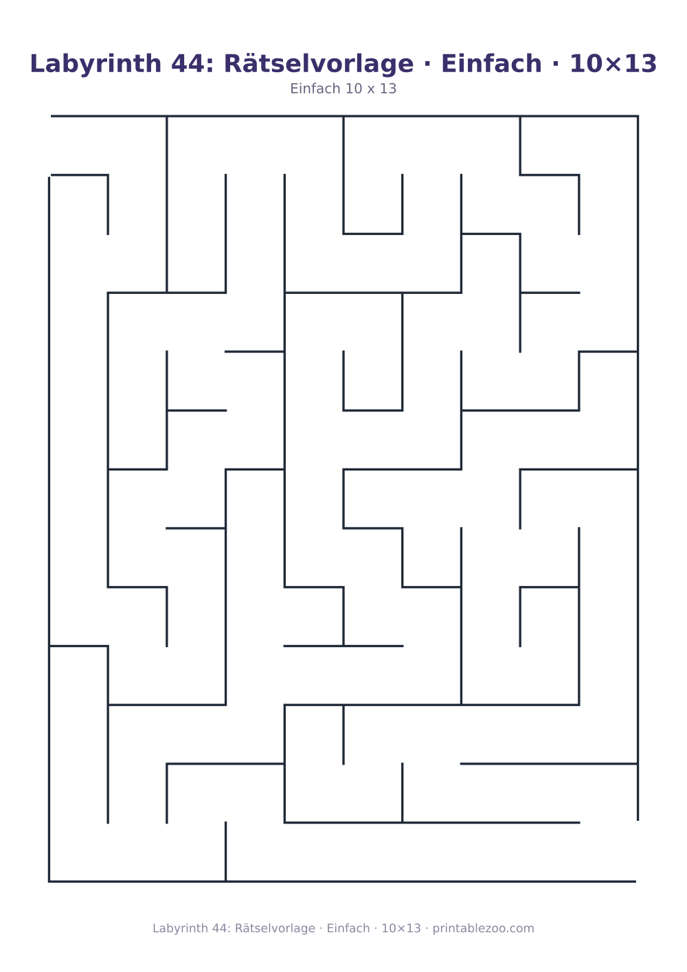 Labyrinth 44: Rätselvorlage · Einfach · 10×13 als druckfertige Vorschau, Katalognummer 110244