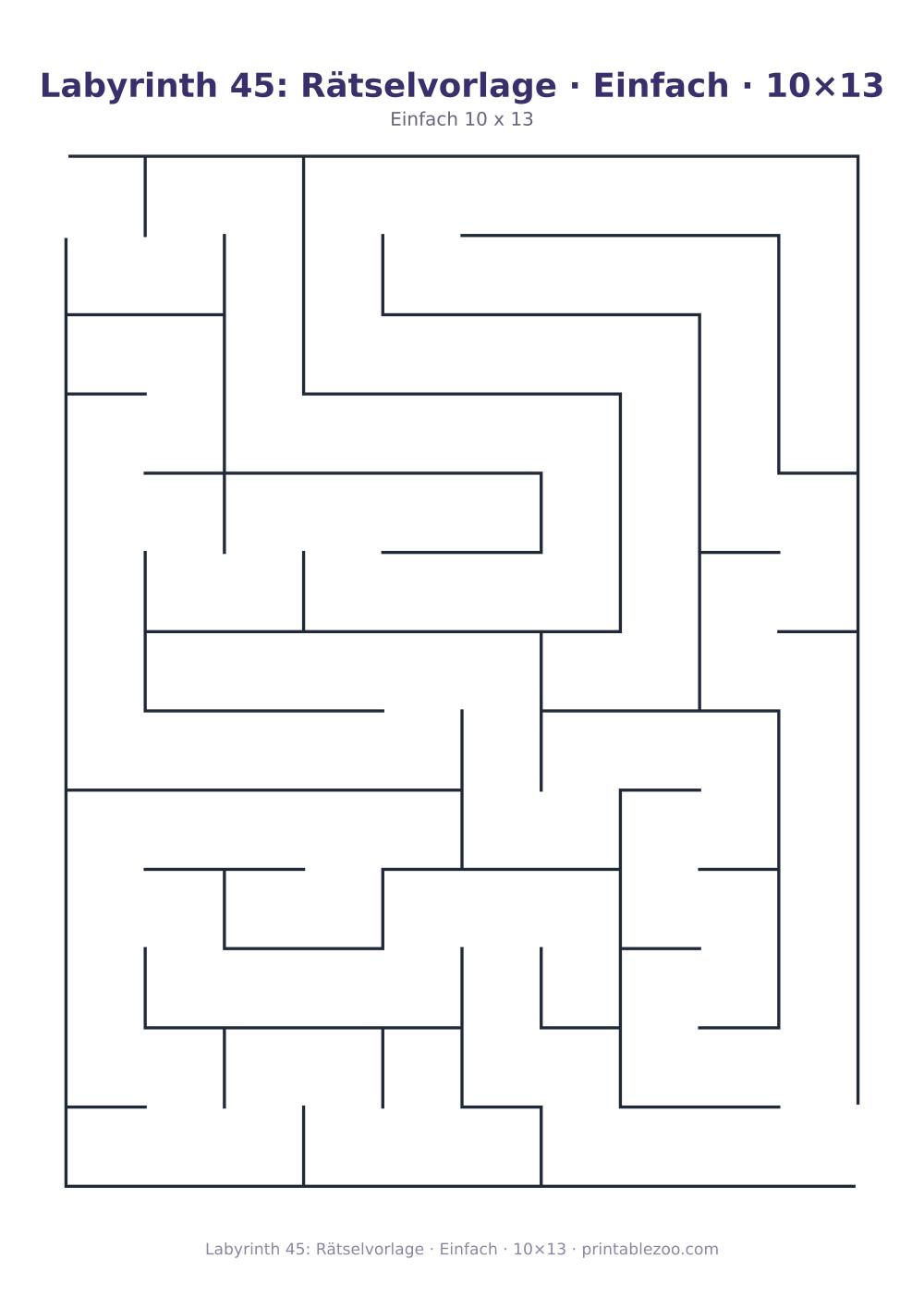 Labyrinth 45: Rätselvorlage · Einfach · 10×13 als druckfertige Vorschau, Katalognummer 110245