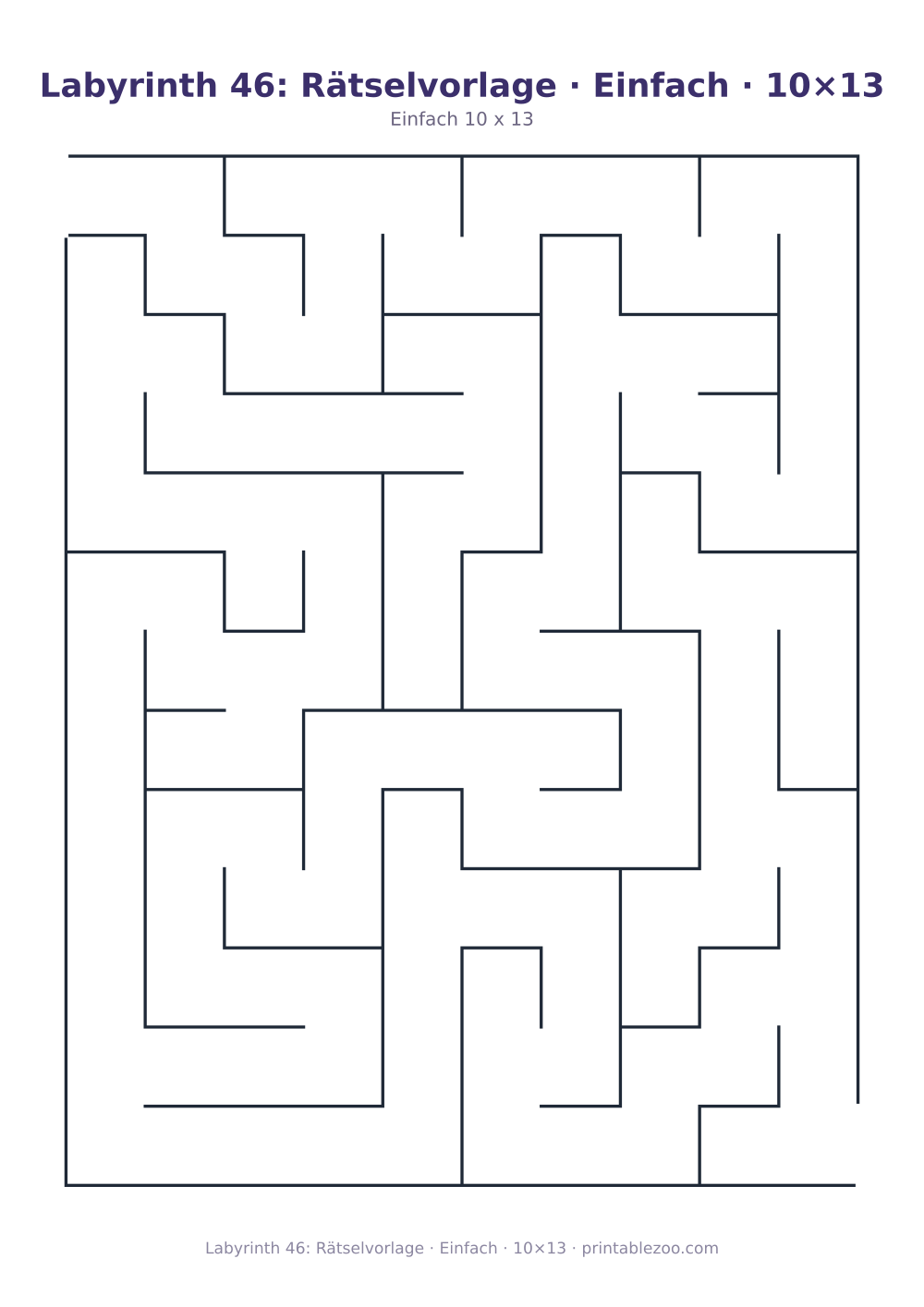 Labyrinth 46: Rätselvorlage · Einfach · 10×13 als druckfertige Vorschau, Katalognummer 110246