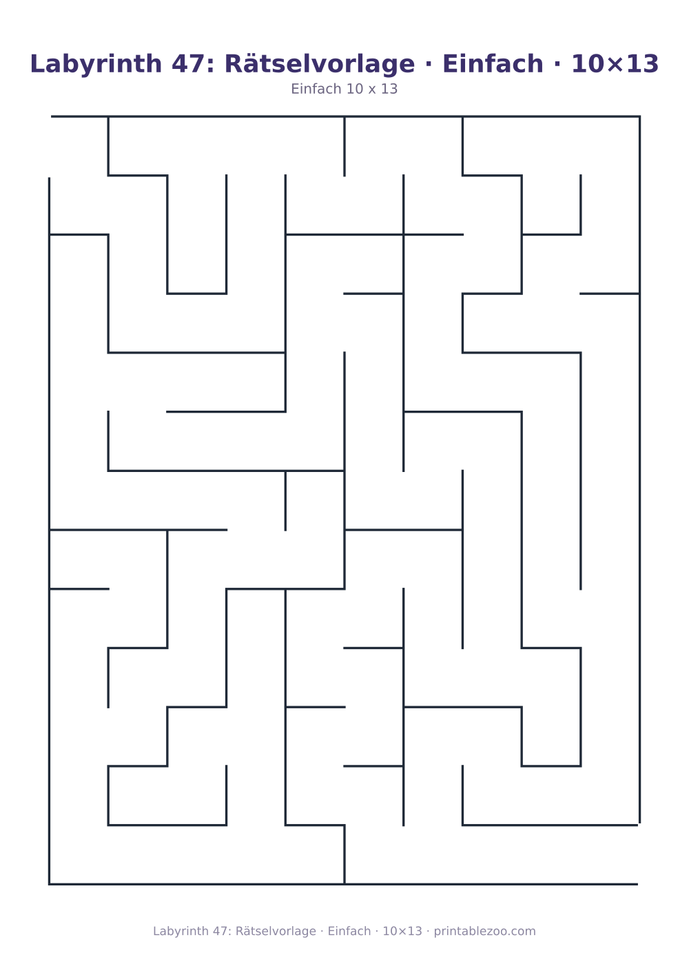 Labyrinth 47: Rätselvorlage · Einfach · 10×13 als druckfertige Vorschau, Katalognummer 110247