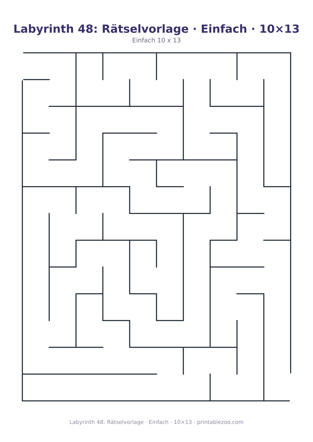 Labyrinth 48: Rätselvorlage · Einfach · 10×13 als druckfertige Vorschau, Katalognummer 110248