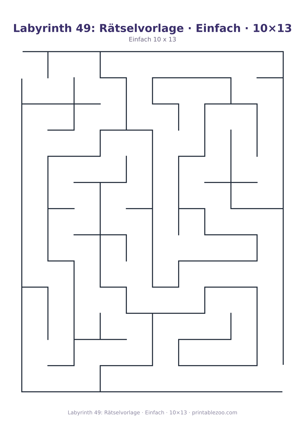 Labyrinth 49: Rätselvorlage · Einfach · 10×13 als druckfertige Vorschau, Katalognummer 110249