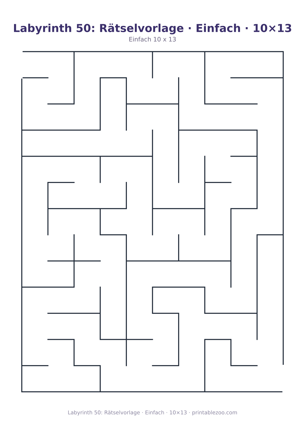 Labyrinth 50: Rätselvorlage · Einfach · 10×13 als druckfertige Vorschau, Katalognummer 110250