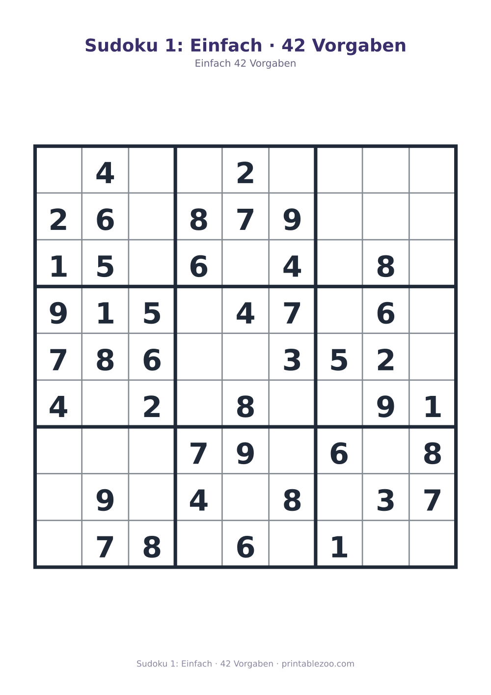Sudoku 1: Einfach · 42 Vorgaben als druckfertige Vorschau, Katalognummer 210201
