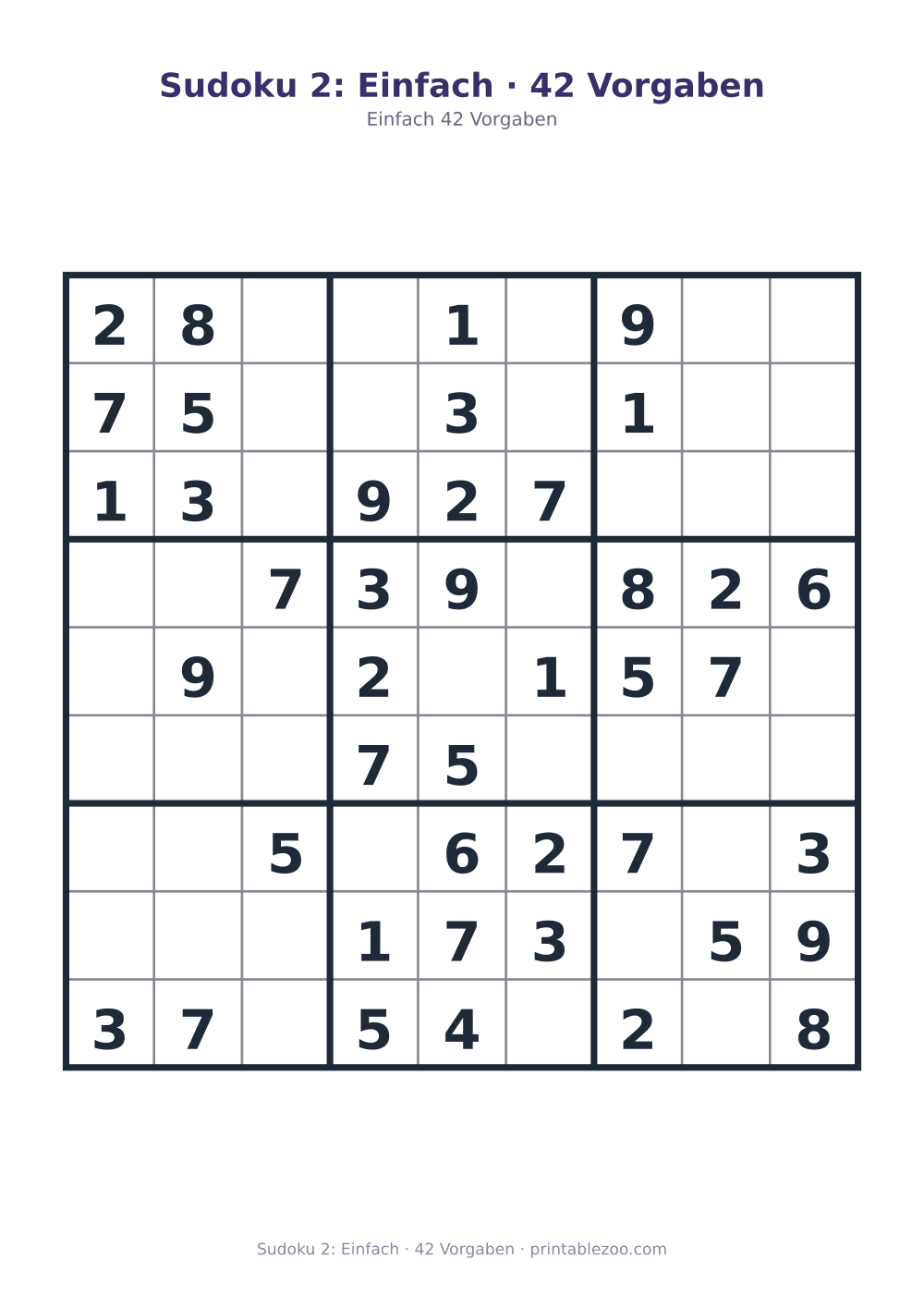 Sudoku 2: Einfach · 42 Vorgaben als druckfertige Vorschau, Katalognummer 210202
