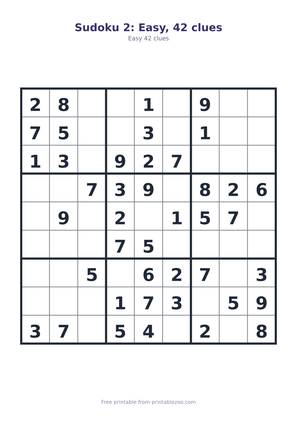 Sudoku 2: Easy, 42 clues