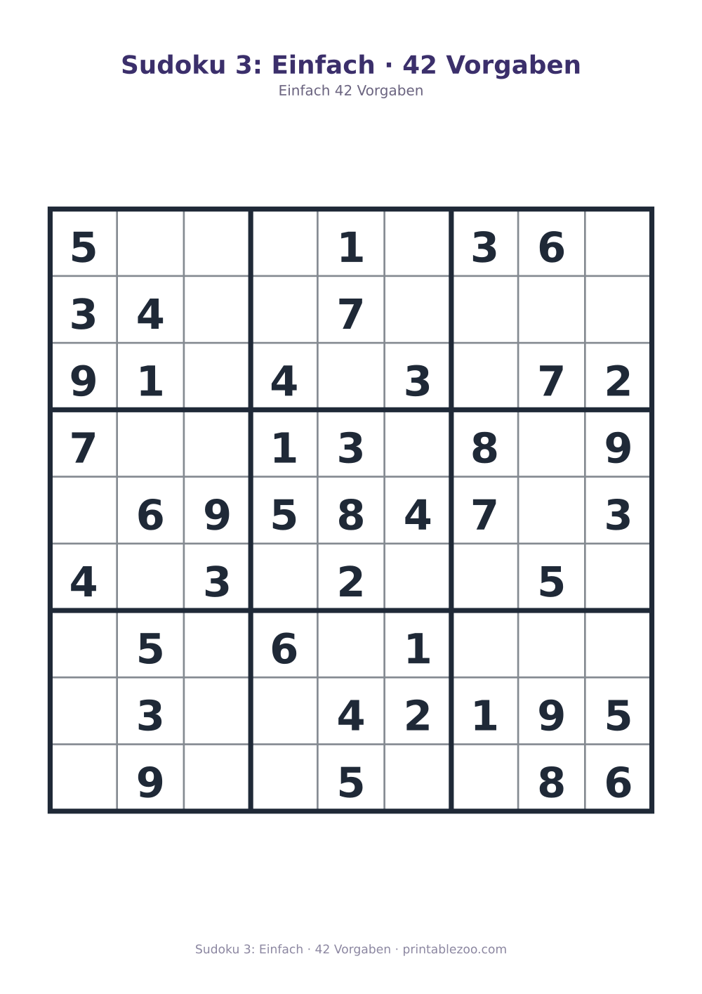 Sudoku 3: Einfach · 42 Vorgaben als druckfertige Vorschau, Katalognummer 210203