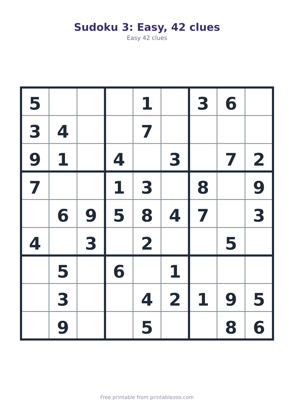 Sudoku 3: Easy, 42 clues