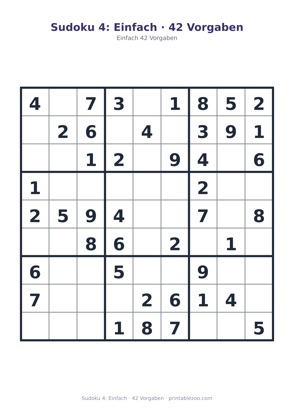 Sudoku 4: Einfach · 42 Vorgaben als druckfertige Vorschau, Katalognummer 210204
