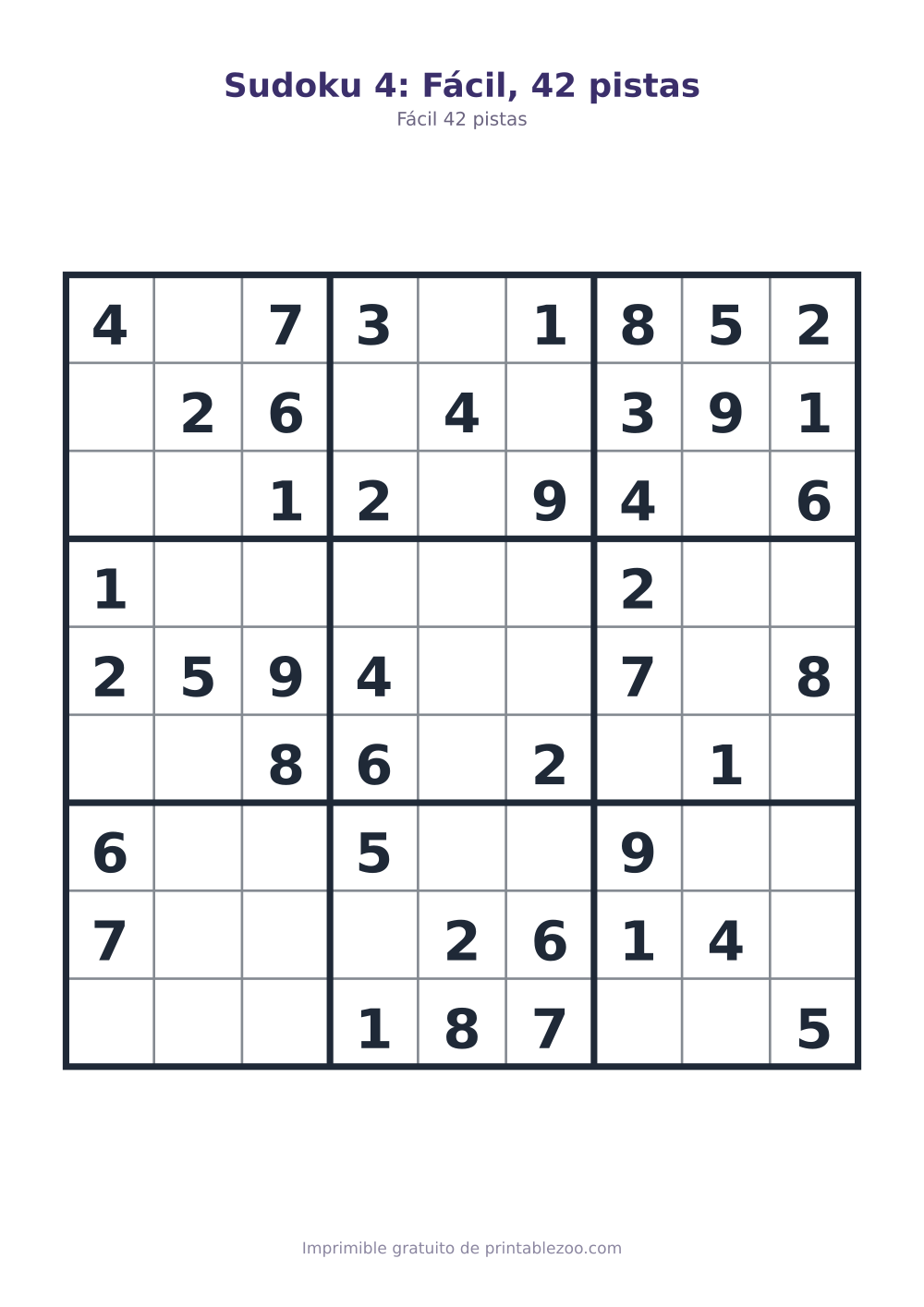 Sudoku 4: Fácil, 42 pistas