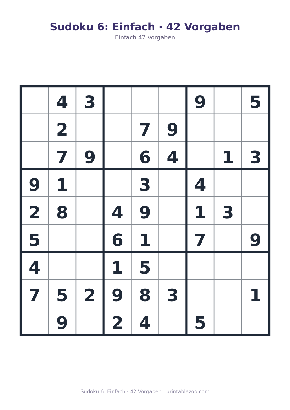 Sudoku 6: Einfach · 42 Vorgaben als druckfertige Vorschau, Katalognummer 210206