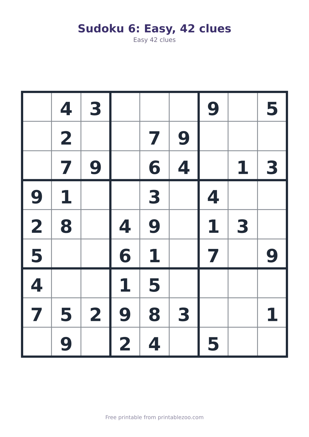 Sudoku 6: Easy, 42 clues