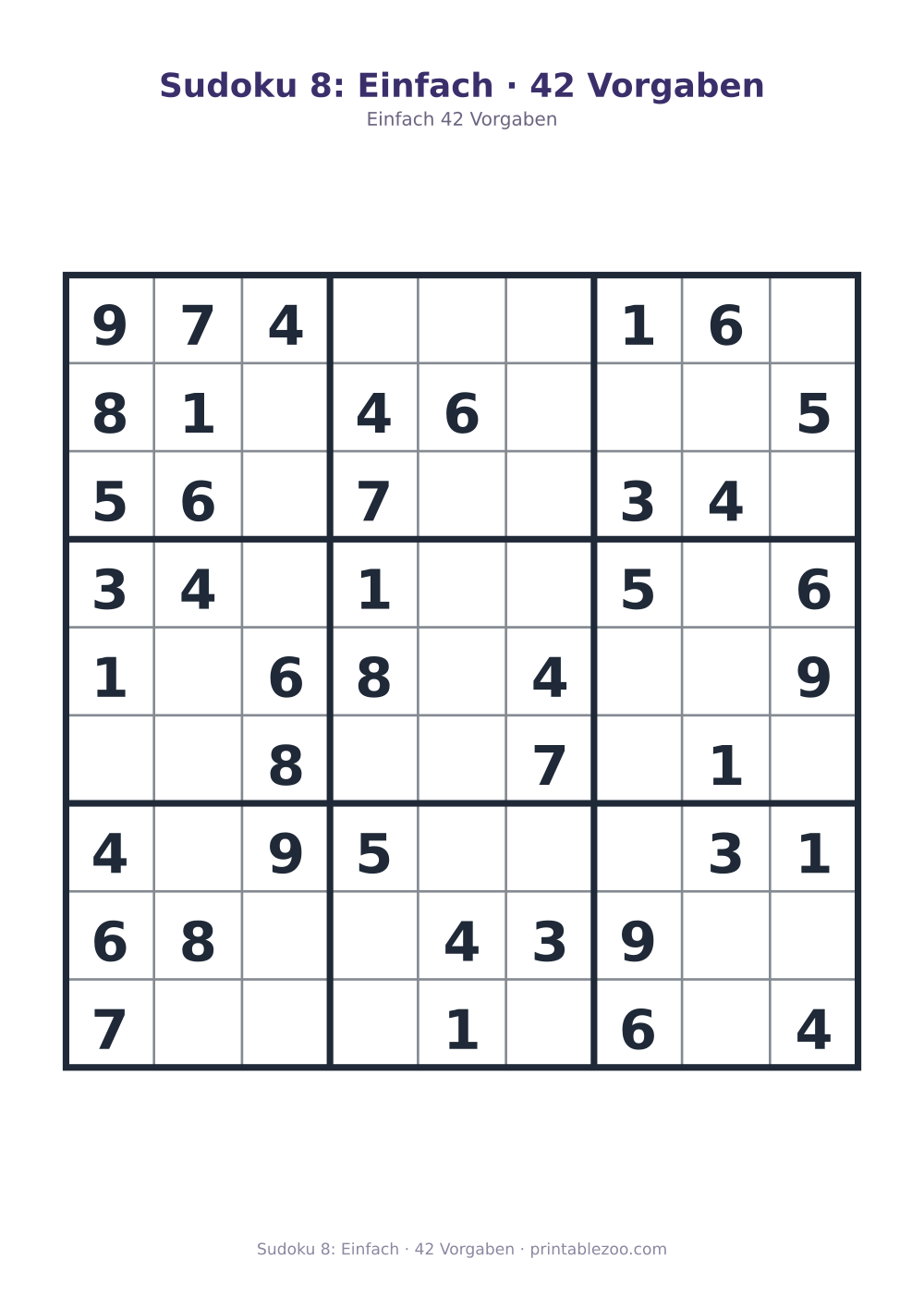Sudoku 8: Einfach · 42 Vorgaben als druckfertige Vorschau, Katalognummer 210208