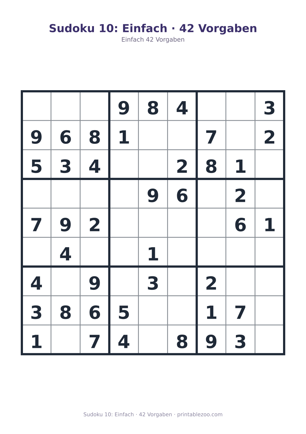 Sudoku 10: Einfach · 42 Vorgaben als druckfertige Vorschau, Katalognummer 210210