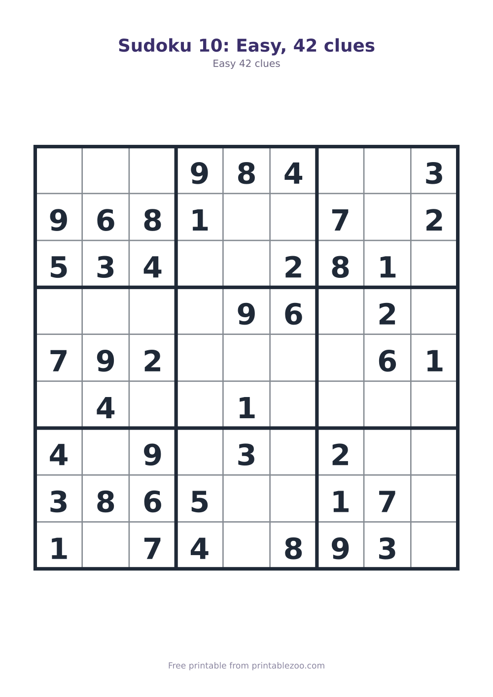 Sudoku 10: Easy, 42 clues