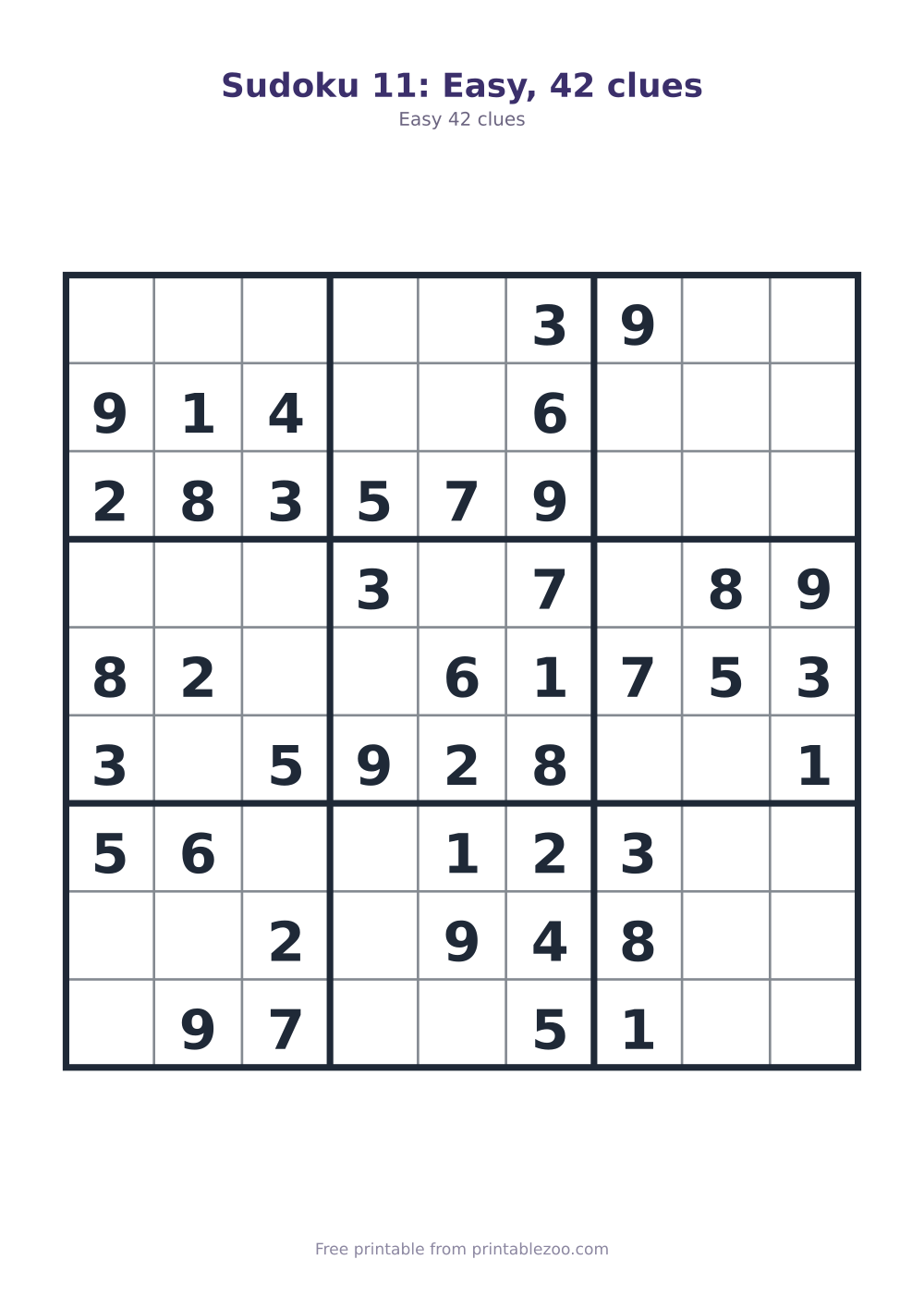 Sudoku 11: Easy, 42 clues
