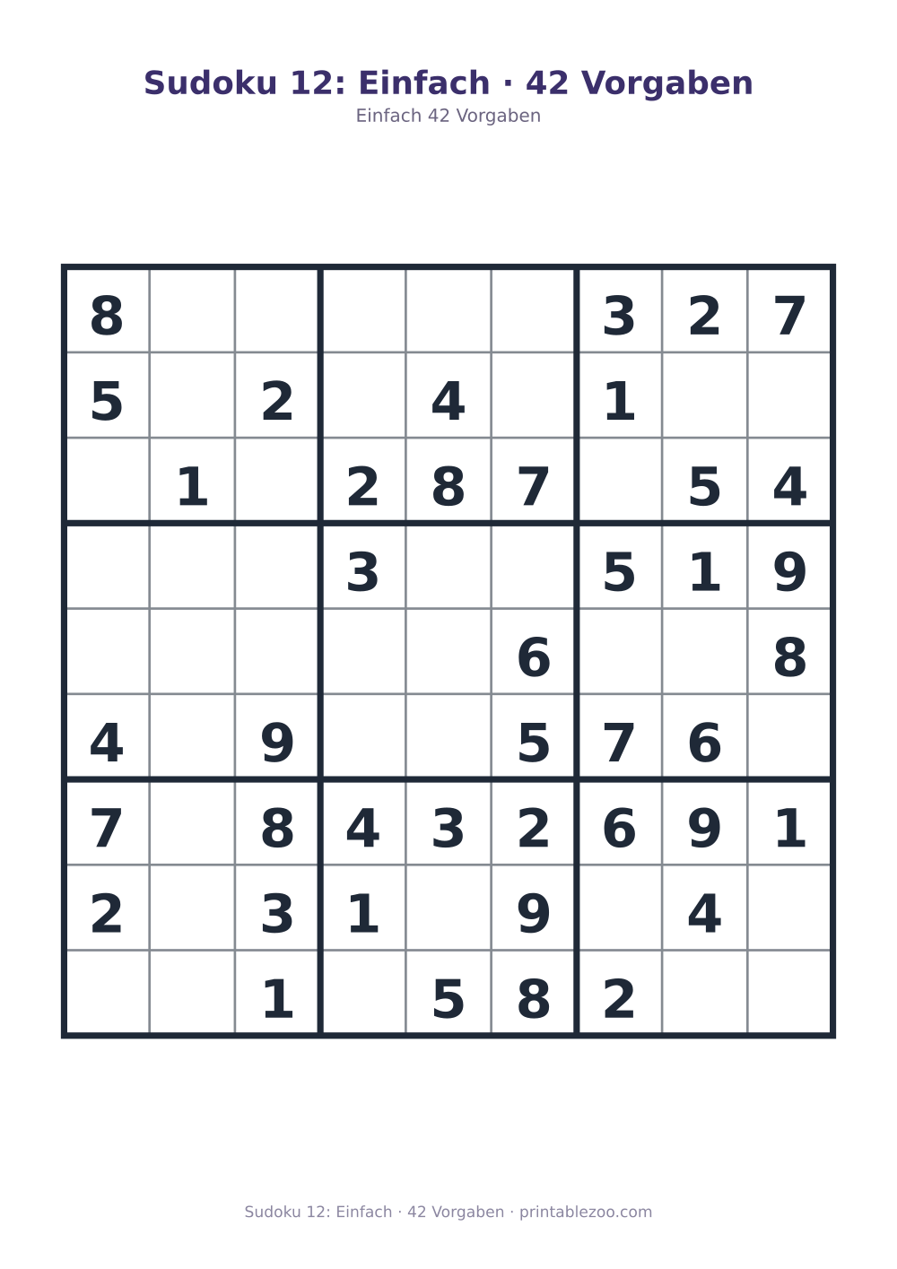 Sudoku 12: Einfach · 42 Vorgaben als druckfertige Vorschau, Katalognummer 210212