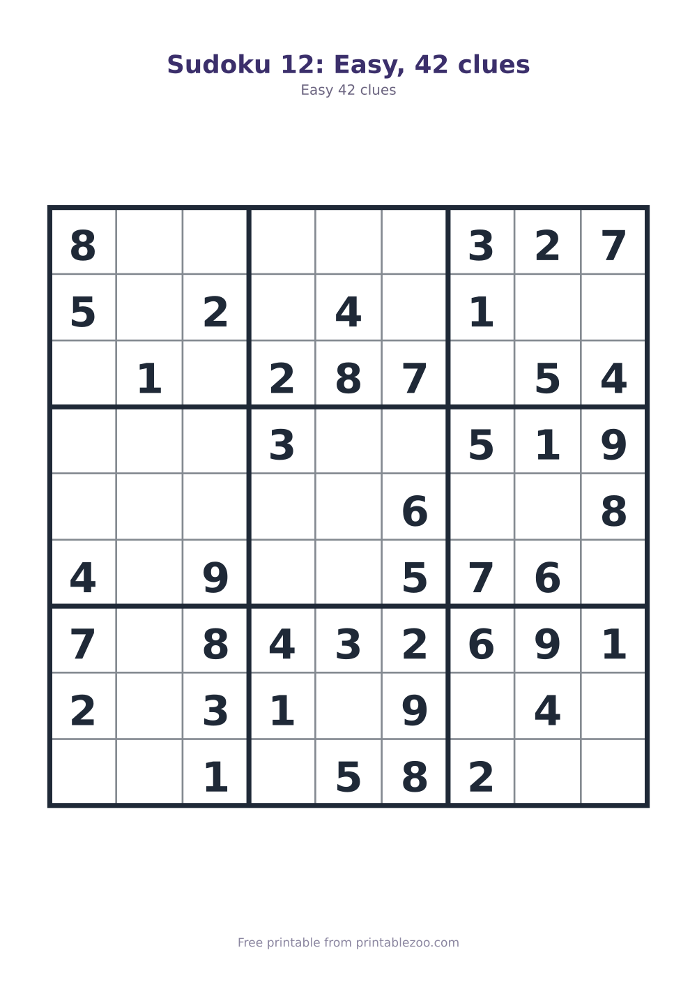 Sudoku 12: Easy, 42 clues