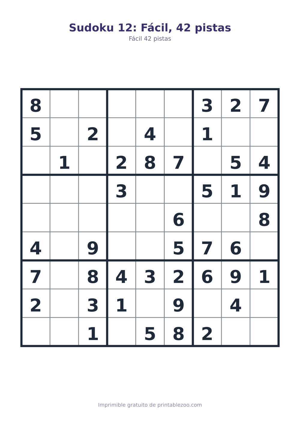 Sudoku 12: Fácil, 42 pistas