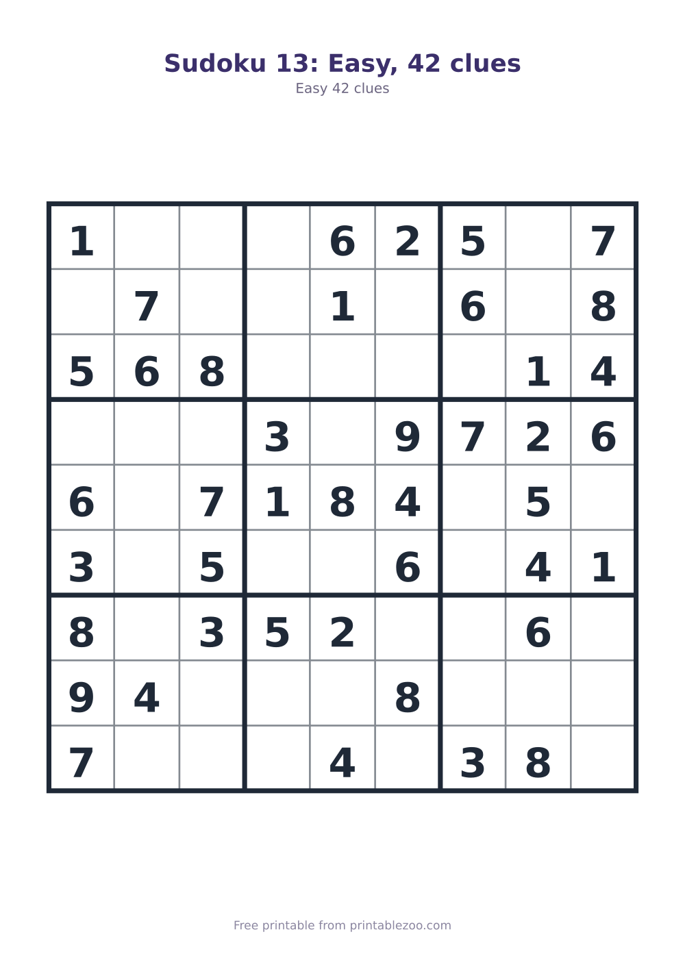 Sudoku 13: Easy, 42 clues