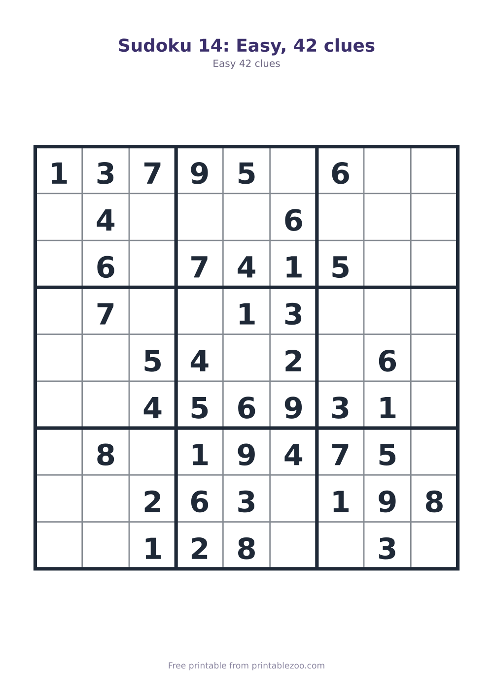 Sudoku 14: Easy, 42 clues