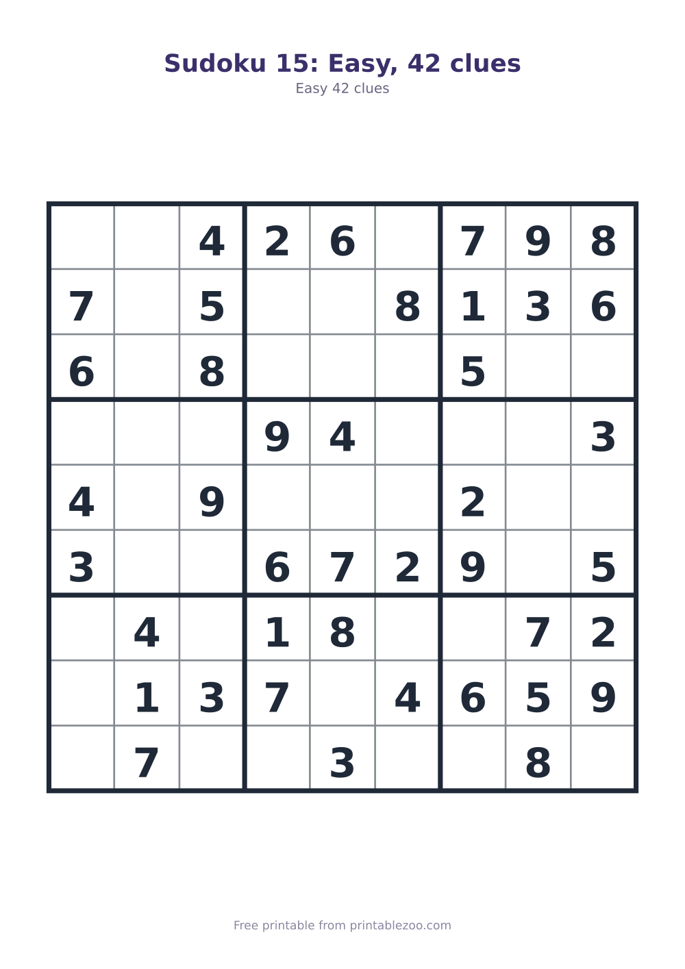 Sudoku 15: Easy, 42 clues