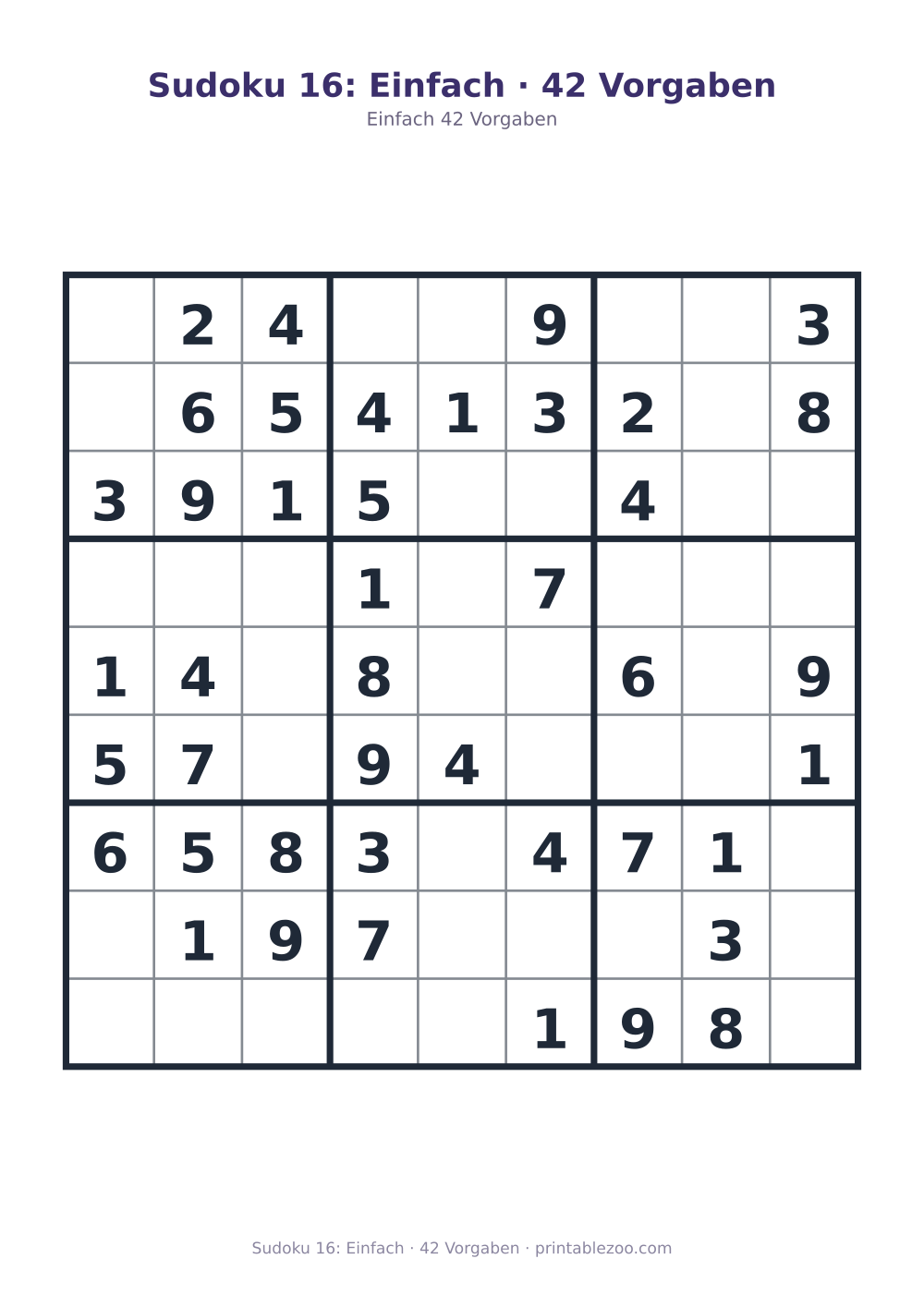 Sudoku 16: Einfach · 42 Vorgaben als druckfertige Vorschau, Katalognummer 210216