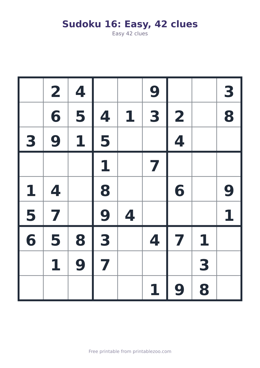 Sudoku 16: Easy, 42 clues