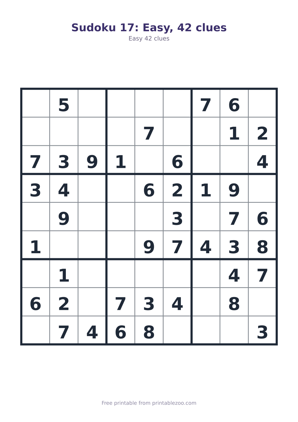 Sudoku 17: Easy, 42 clues