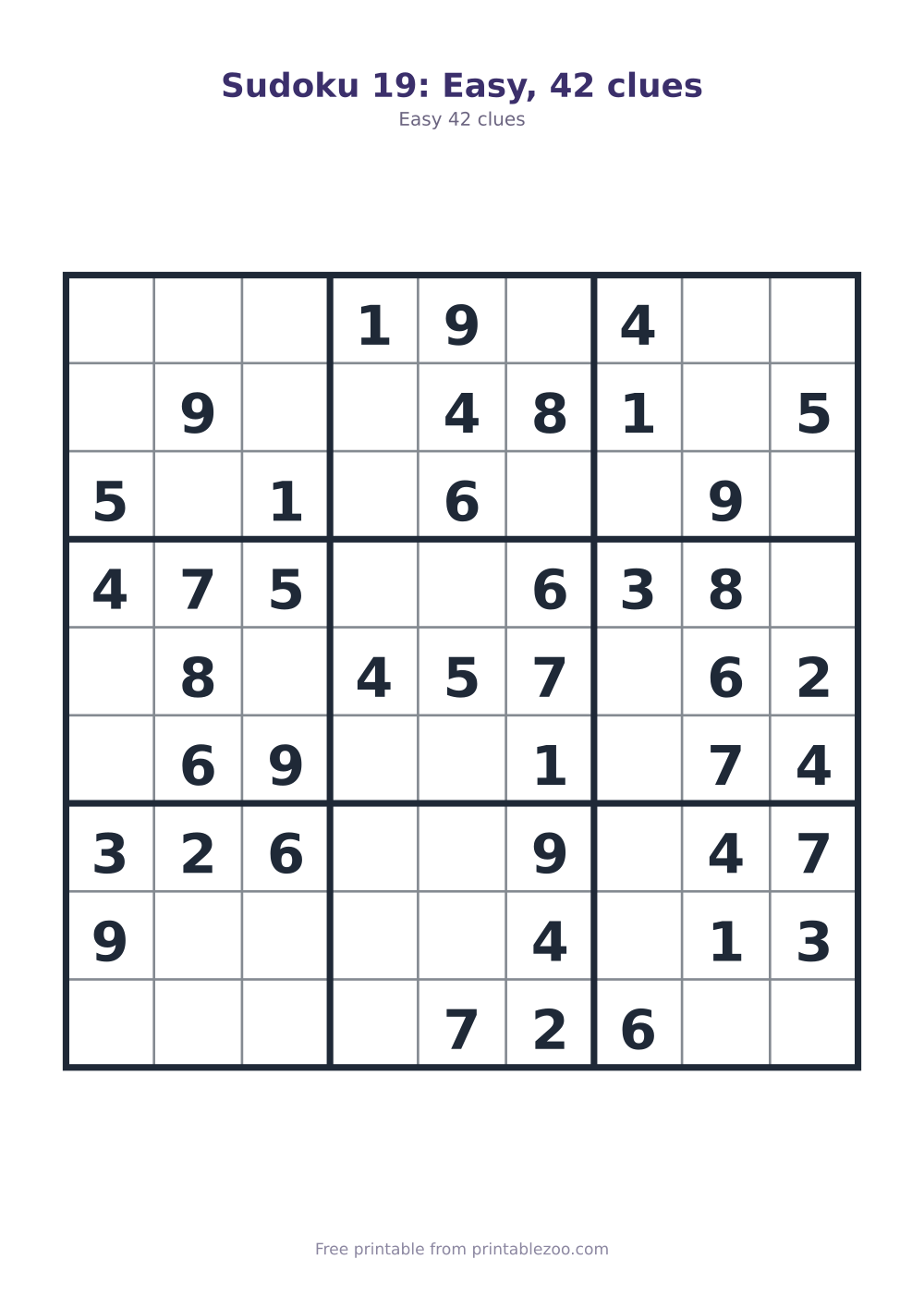 Sudoku 19: Easy, 42 clues