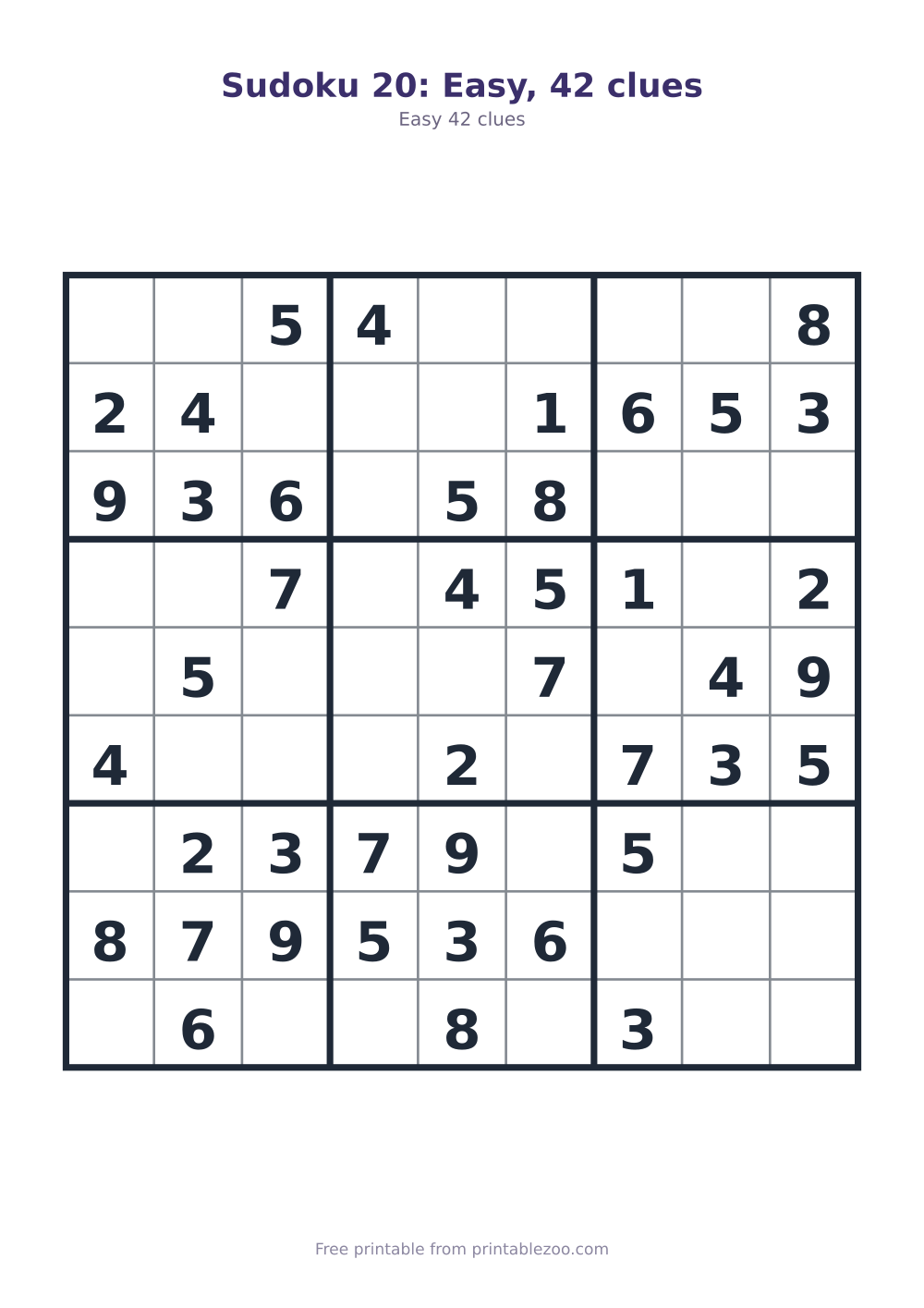 Sudoku 20: Easy, 42 clues