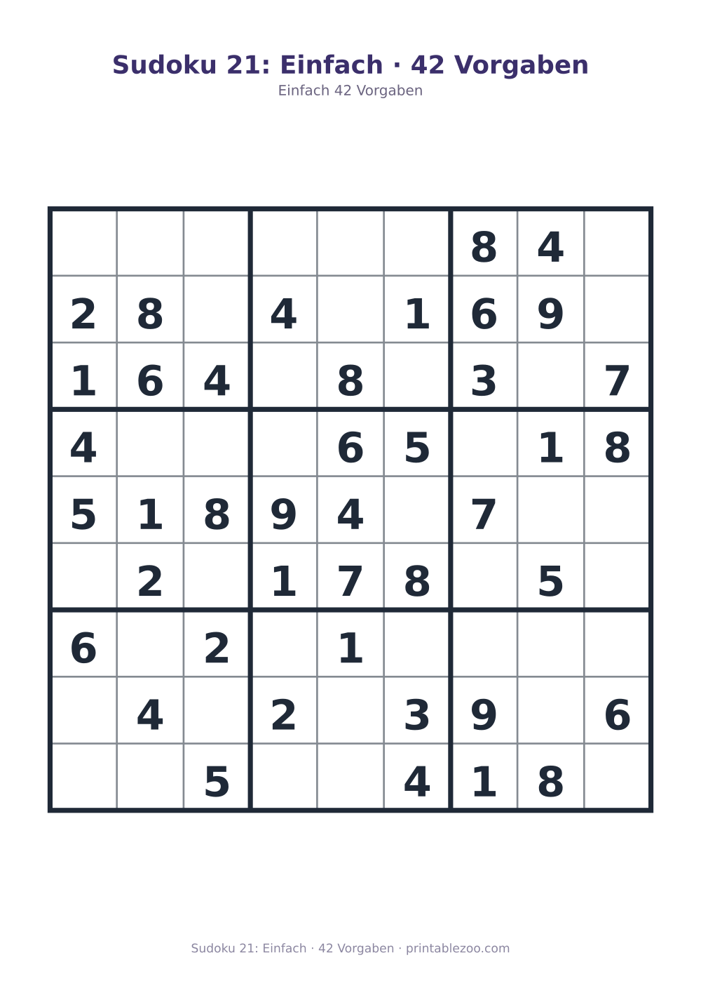 Sudoku 21: Einfach · 42 Vorgaben als druckfertige Vorschau, Katalognummer 210221