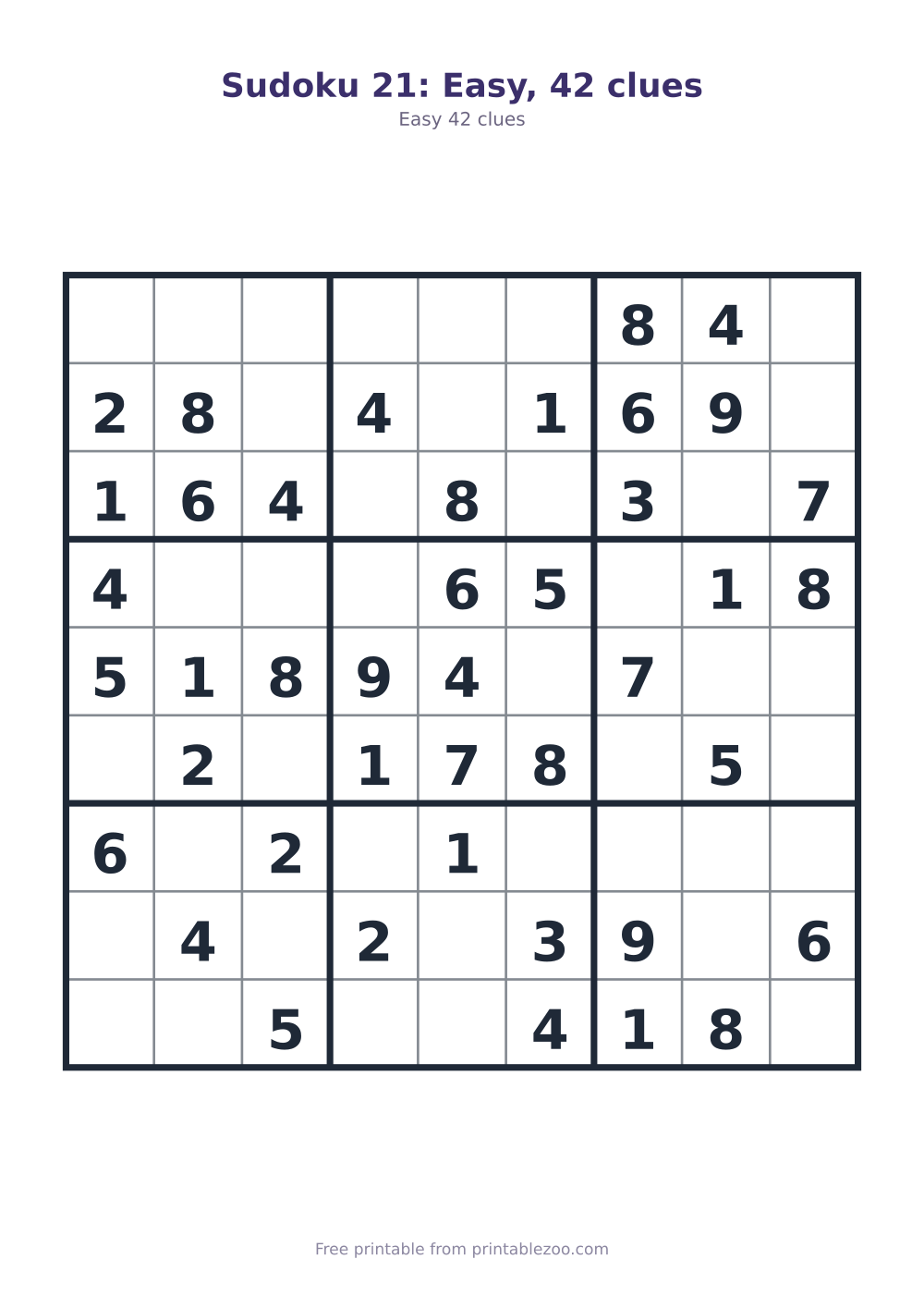 Sudoku 21: Easy, 42 clues