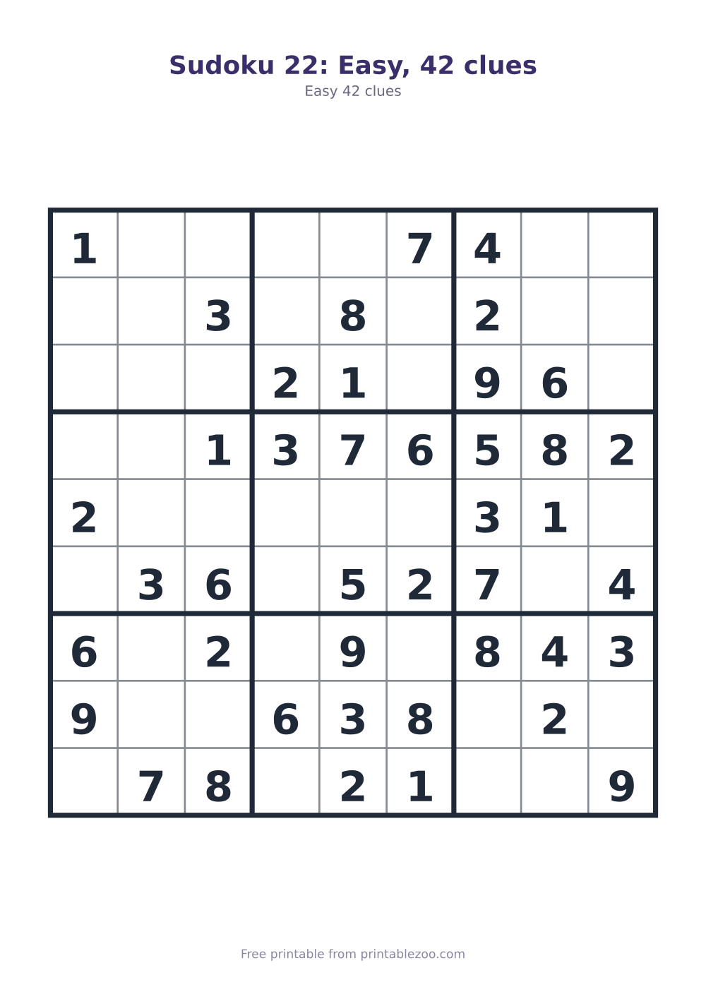 Sudoku 22: Easy, 42 clues