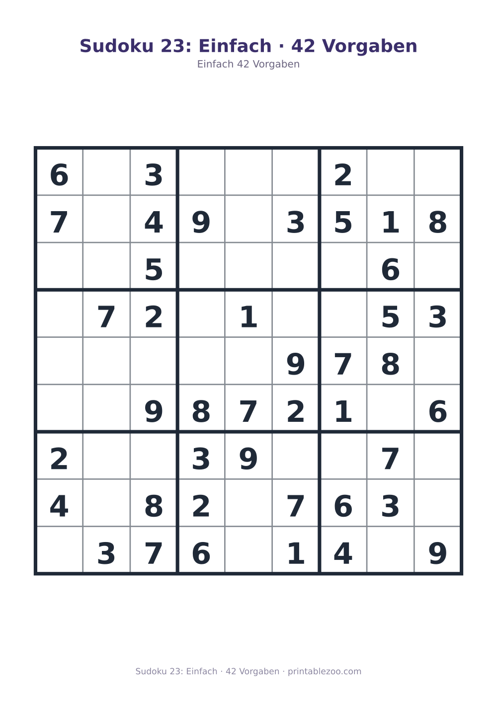 Sudoku 23: Einfach · 42 Vorgaben als druckfertige Vorschau, Katalognummer 210223