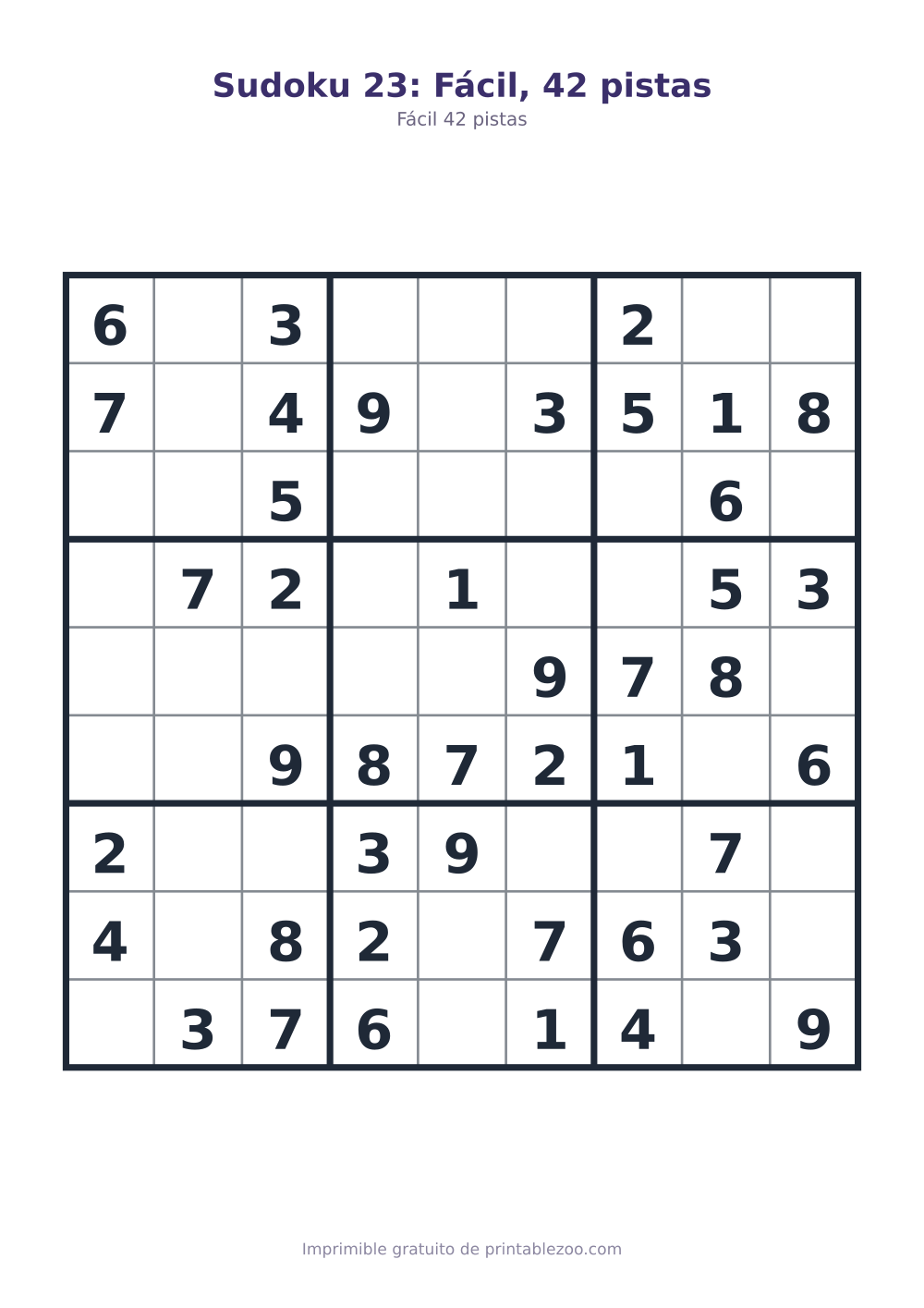Sudoku 23: Fácil, 42 pistas