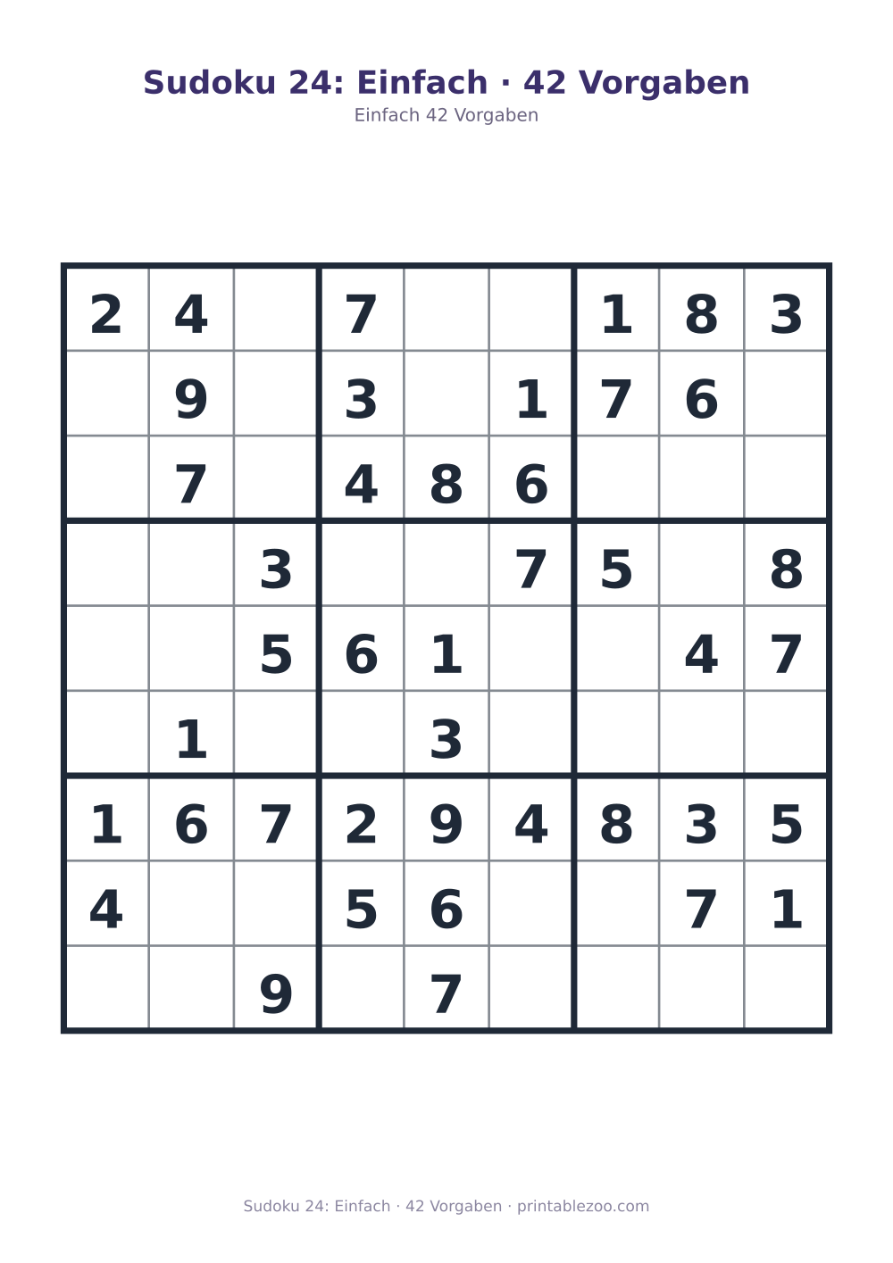 Sudoku 24: Einfach · 42 Vorgaben als druckfertige Vorschau, Katalognummer 210224