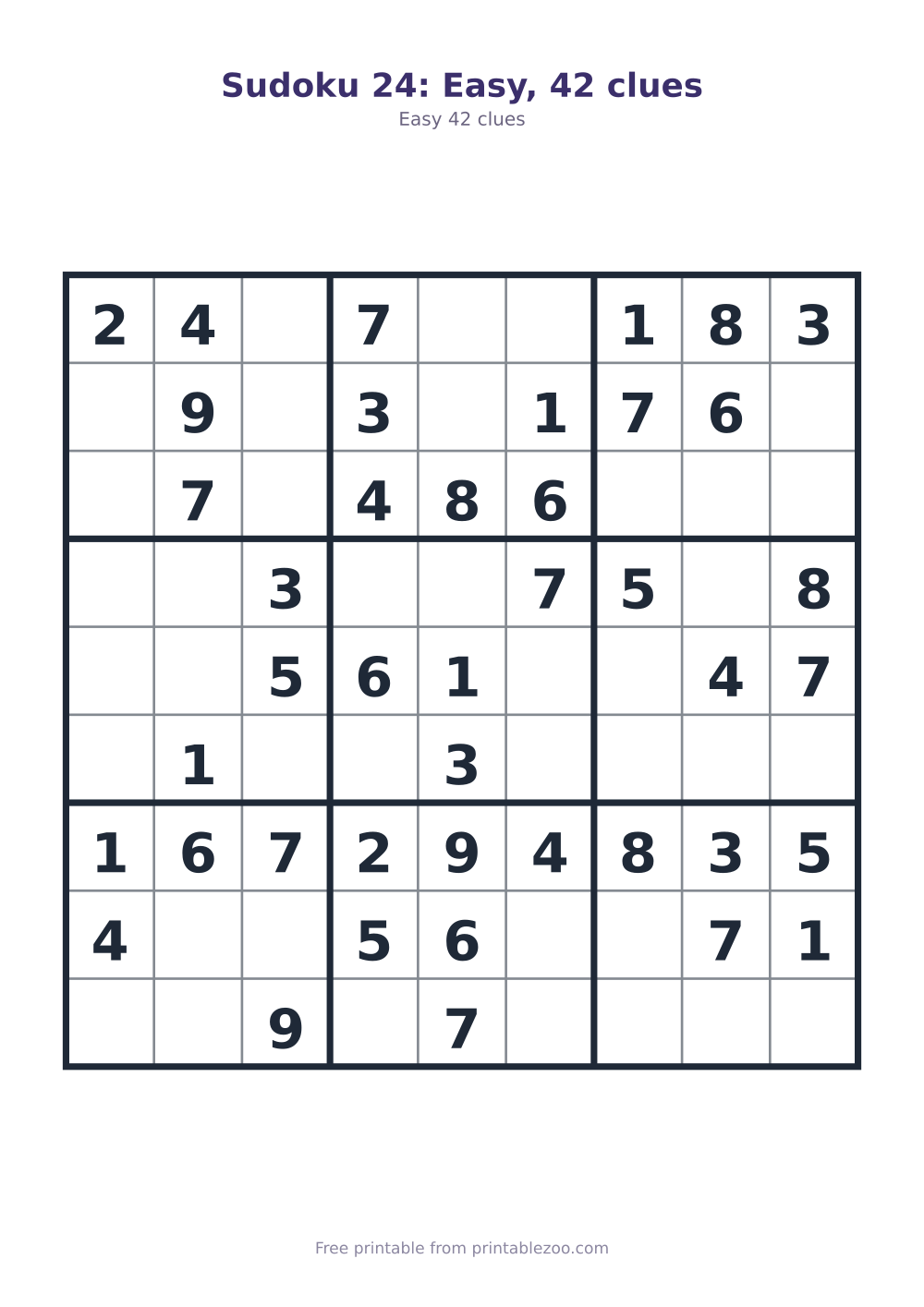 Sudoku 24: Easy, 42 clues