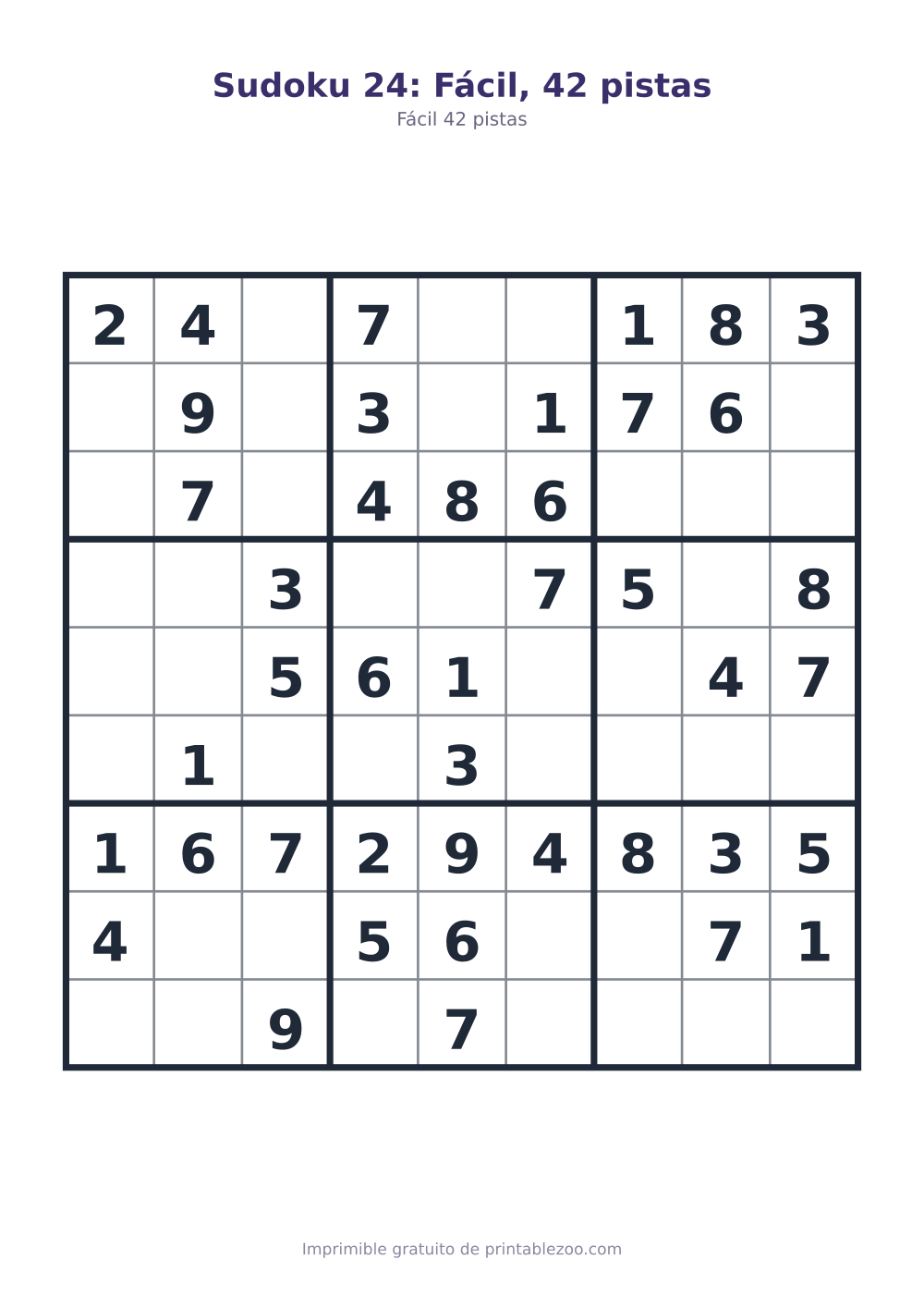 Sudoku 24: Fácil, 42 pistas