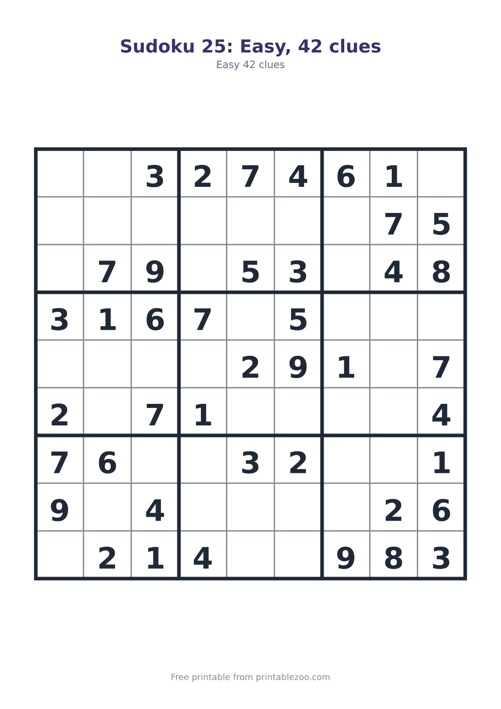 Sudoku 25: Easy, 42 clues