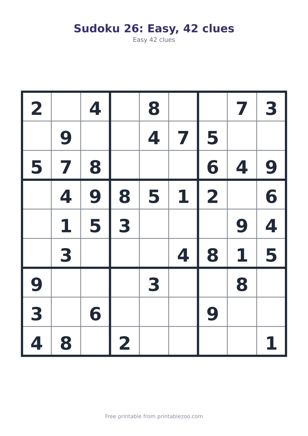 Sudoku 26: Easy, 42 clues