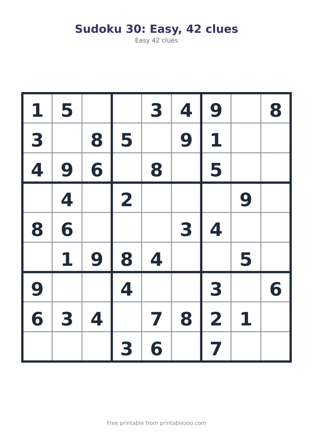 Sudoku 30: Easy, 42 clues