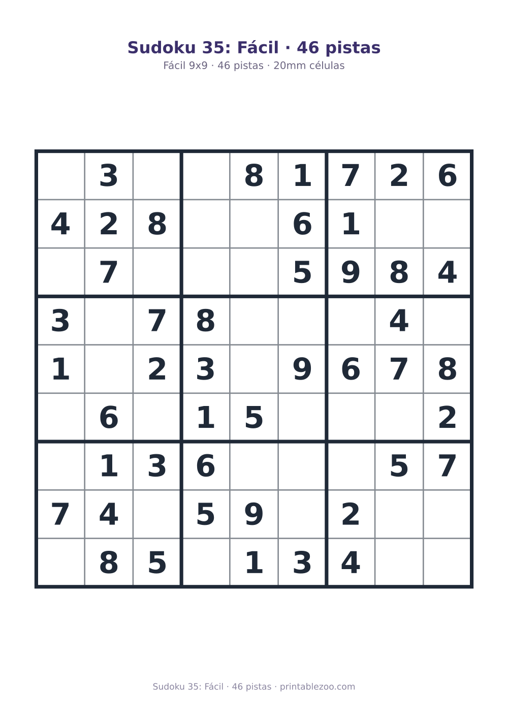 Prévia pronta para imprimir: Sudoku 35: Fácil · 46 pistas, catálogo nº 240105